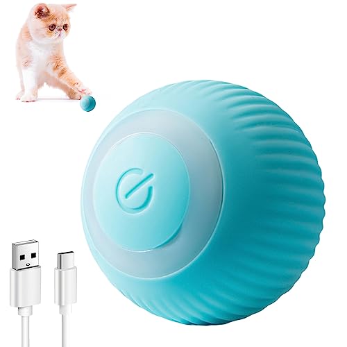 ILantule Pelota de Juguete Interactivo para Gatos,Bola de Juguete interactiva,Rotación Automática de 360 ​​Grados, Carga USB Juguete Gato Interactivo para Mascotas con Luz
