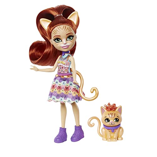 Enchantimals Taria y Cuddler Muñeca con mascota gato, juguete para niñas y niños +4 años (Mattel HHB91)