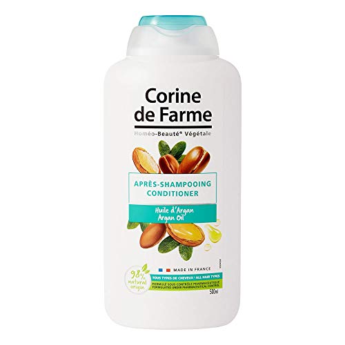 Corine de Farme - Acondicionador Suave con Aceite de Argán 500 ml - para Toda la Familia - Sin Sulfatos Ni Parabenos - Cosmético Natural - Francia - Pieles Sensibles
