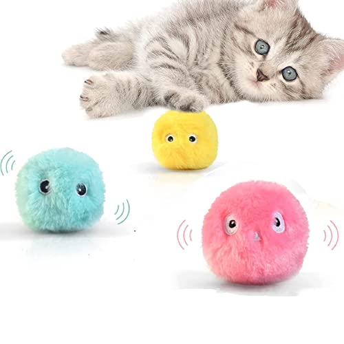 JINGSHUBO Bolas de Juguete para Gatos Inteligentes, Bolas de Peluche interactivas con Llamadas de Animales, Juguetes para Mascotas