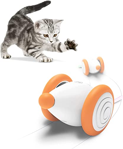 Cheerble Juguete Interactivo para Gatos, Juguete biónico Inteligente con Luces LED, Cola Parpadeante, Recargable por USB, Juguete para Gatos Amarillo Albaricoque