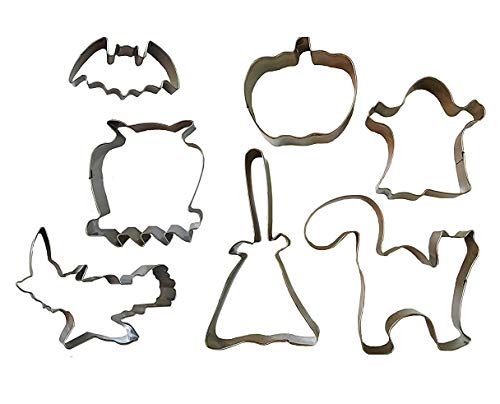 Juego de 6 cortadores de galletas de acero inoxidable formas para hornear Halloween bruja gato calabaza fantasma búho espíritu monstruo moldes forma sellos de Royal Houseware