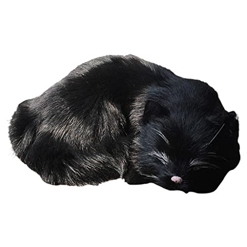 chiwanji Gato Animal de Juguete Simulación de Gato Figurilla para Niños Regalos de Cumpleaños Lindo Gato Juguete Casero Ornamento, Negro