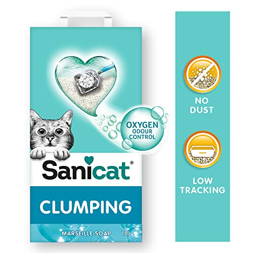 Sanicat - Arena para gatos Aglomerate con aroma a jabón de Marsella| Con control de olor garantizado | Absorbe la humedad y facilita la limpieza de la bandeja | 10 L de capacidad