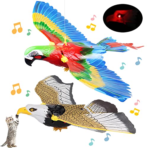 Lets Joy Juguete eléctrico para pájaros, 2Pcs Juguete Interactivo para GatosJuguete Interactivo para Gatos de Pájaro de Simulación para Gatos de Interior, Divertido Teaser y ejercitador