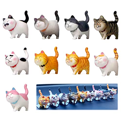 XiXiRan Figuras de Gatos en Miniatura, Figuras de Gatos Realistas, Juego de 9 Figura de Gatito Miniatura, Escultura de Gatito en Miniatura Juguetes, Cake Topper, para Niños Amante de los Gatos(A)